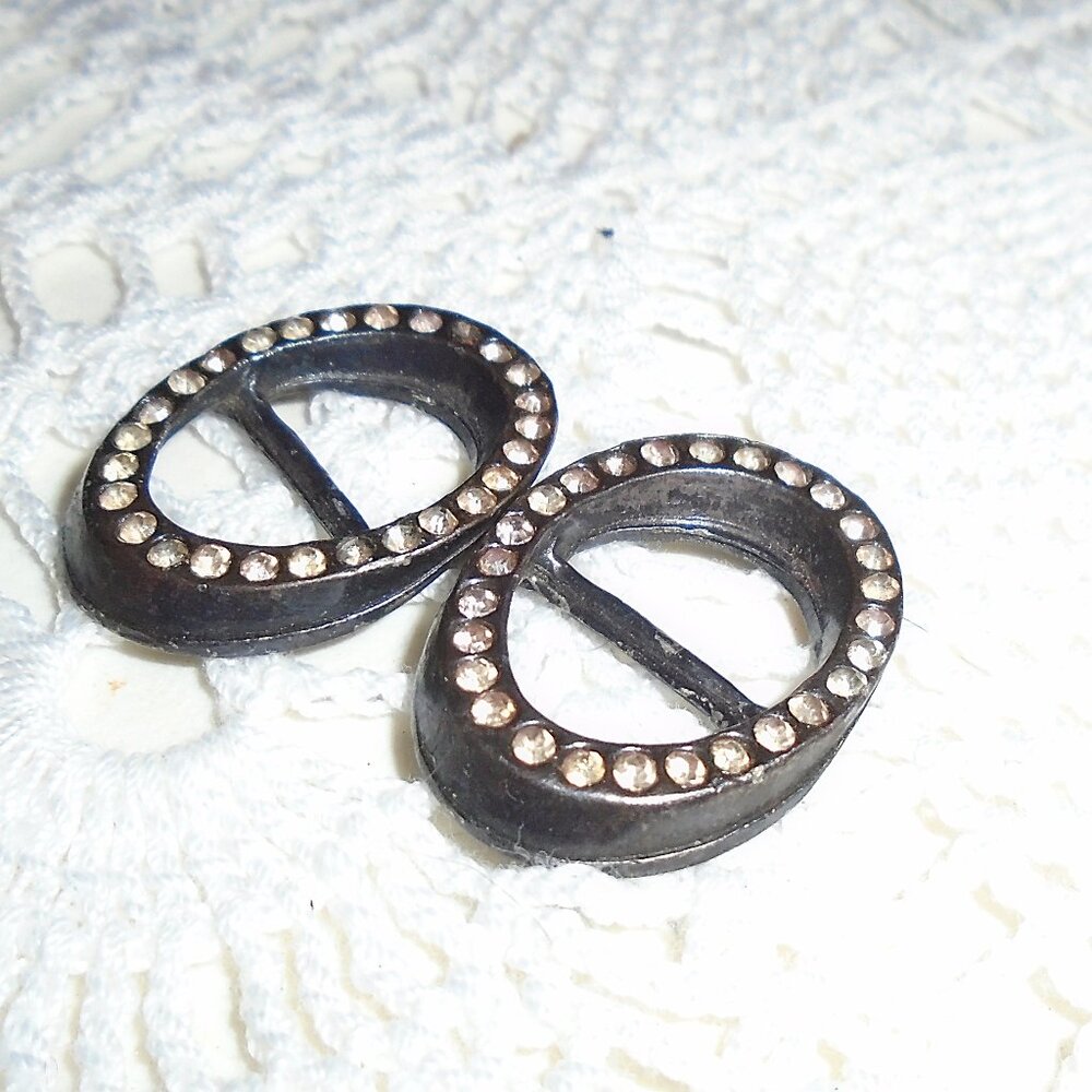 Antique Lidz Bros sterling and crystal shoe buckles Shoe accessories silver